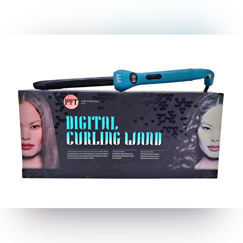 Digital Curling Wand 19mm Clip-free, Satin Finish Turquoise. PYT10